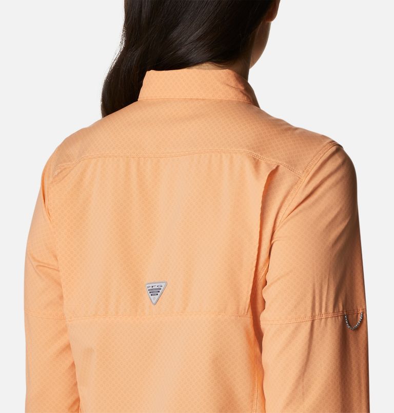 Thumbnail: Women's PFG Cool Release Long Sleeve Woven Shirt, Color: Bright Nectar, image 5