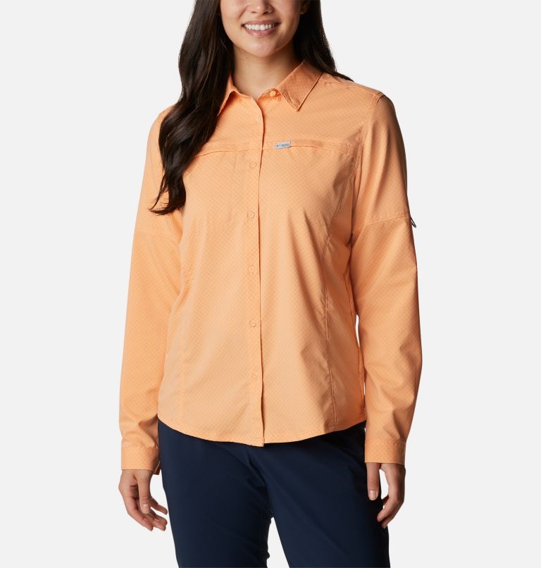 Thumbnail: Women's PFG Cool Release Long Sleeve Woven Shirt, Color: Bright Nectar, image 1