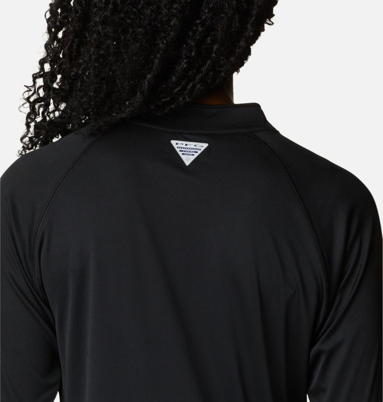 Thumbnail: Women's PFG Tidal Tee Quarter Zip Long Sleeve Shirt, Color: Black, Cirrus Grey Logo, image 5