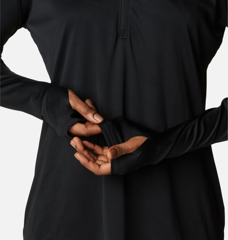 Women's PFG Tidal Tee Quarter Zip Long Sleeve Shirt, Color: Black, Cirrus Grey Logo, image 6