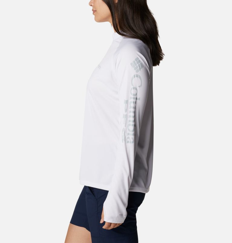 Columbia Women's Tidal 1/4 Zip Tee - Small - White / Cirrus Grey Logo