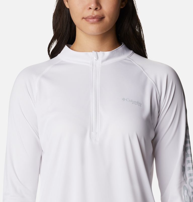 Columbia Women's Tidal 1/4 Zip Tee - Small - White / Cirrus Grey Logo