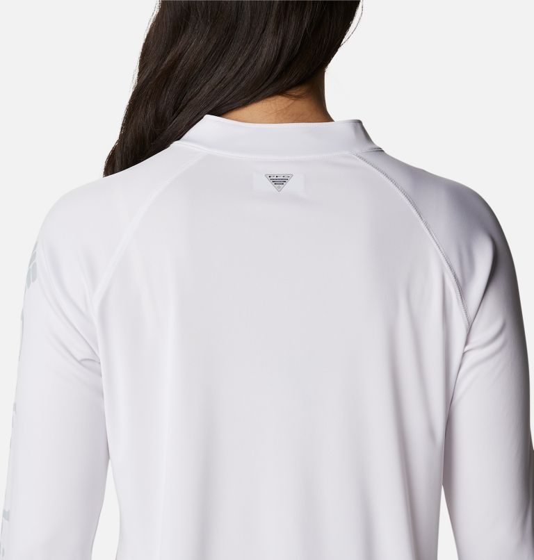 Columbia Women's Tidal 1/4 Zip Tee - Small - White / Cirrus Grey Logo