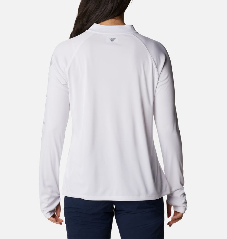 Columbia Women's Tidal 1/4 Zip Tee - Small - White / Cirrus Grey Logo