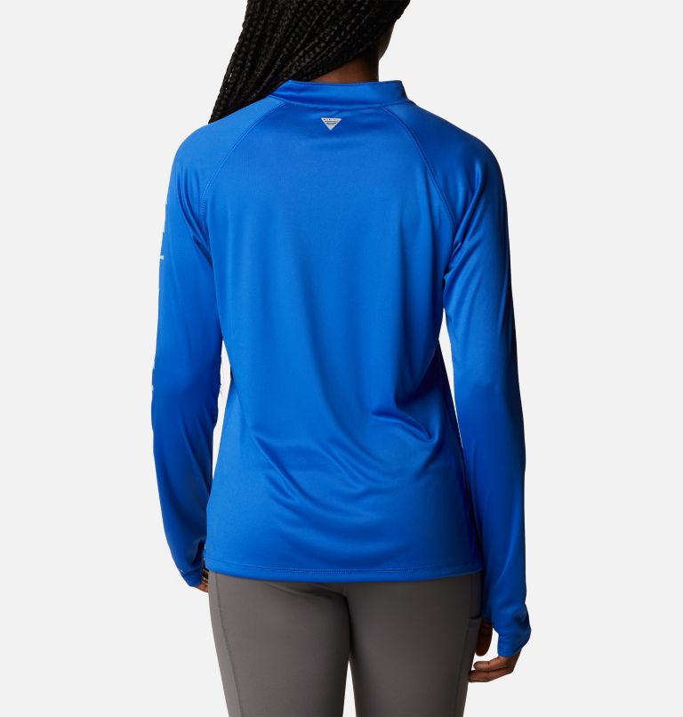 Thumbnail: Women's PFG Tidal Tee Quarter Zip Long Sleeve Shirt, Color: Blue Macaw, Gulf Stream Logo, image 2