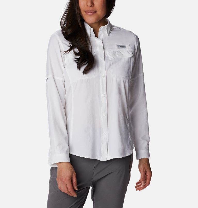 Women's PFG Skiff Guide Woven Long Sleeve Shirt, Color: White, image 1