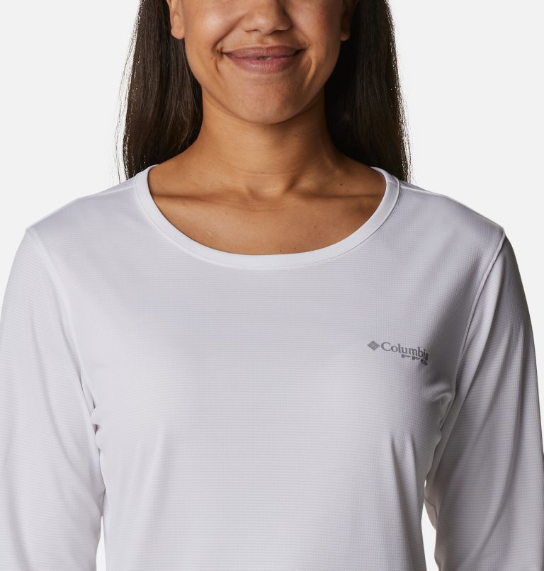 Women's PFG Skiff Guide Knit Long Sleeve Shirt, Color: White