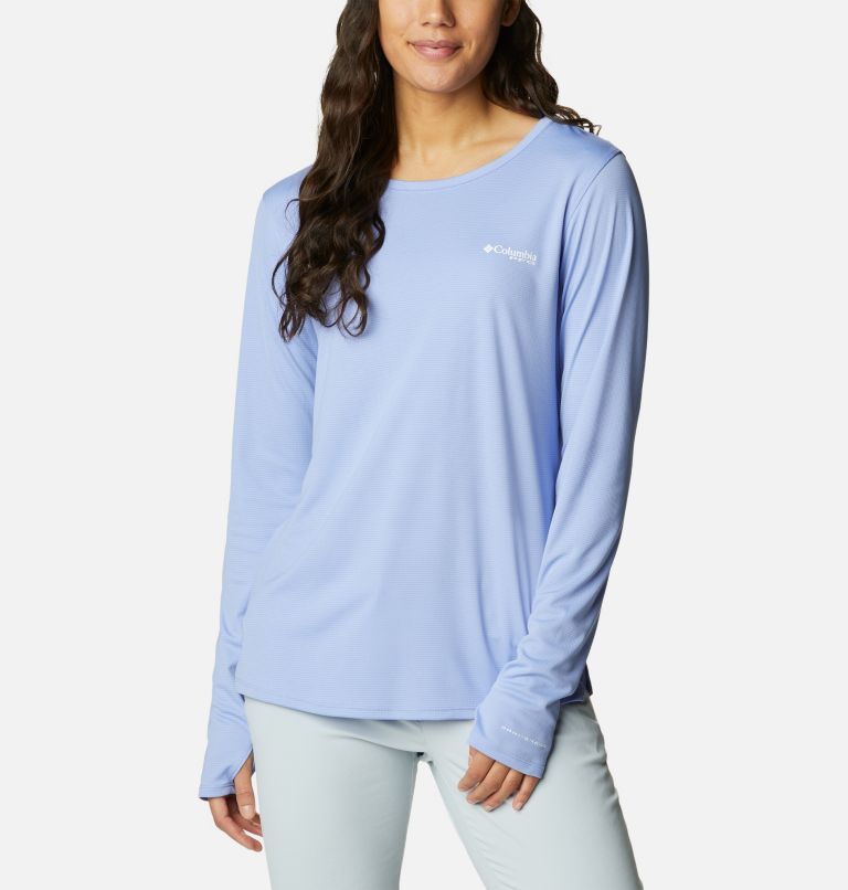 Women's PFG Skiff Guide Knit Long Sleeve Shirt, Color: Serenity, image 1