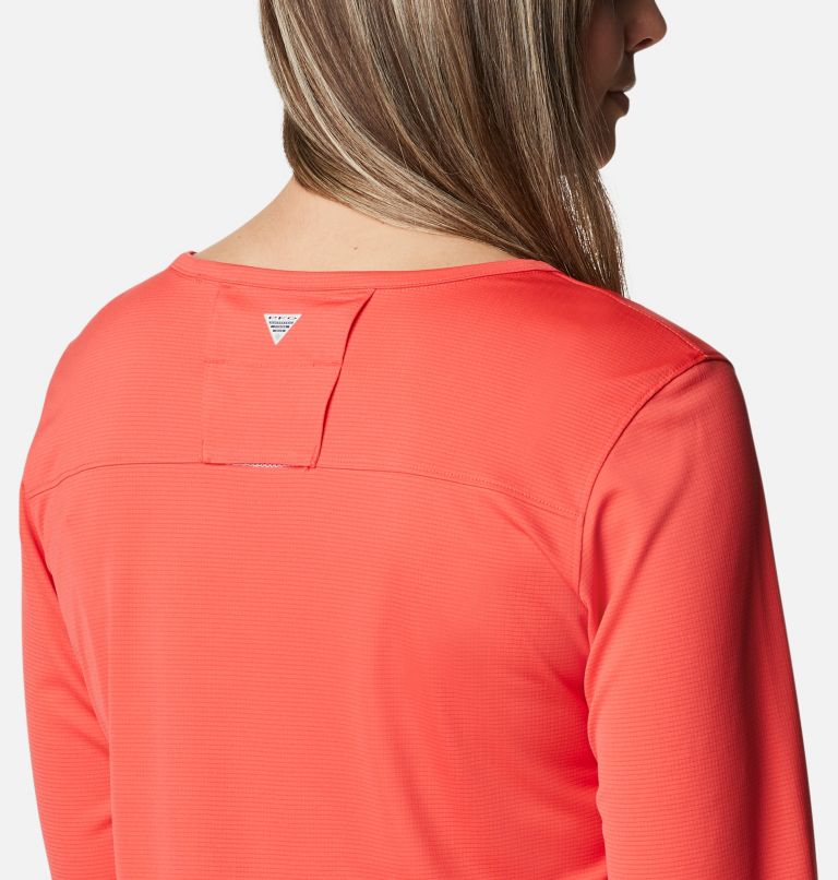 Women's PFG Skiff Guide Knit Long Sleeve Shirt, Color: Red Hibiscus, image 5