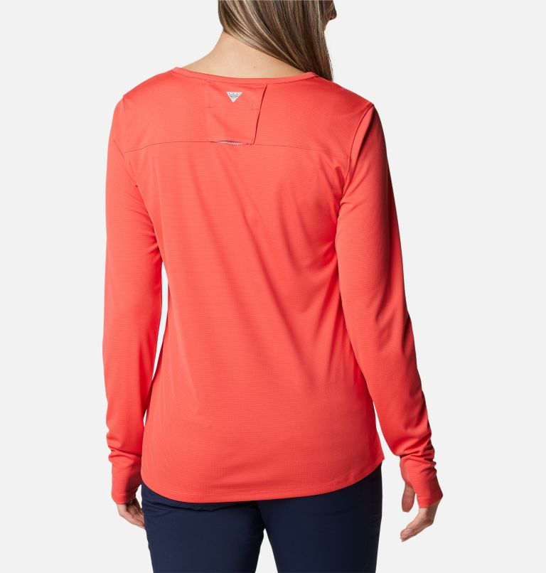 Women's PFG Skiff Guide Knit Long Sleeve Shirt, Color: Red Hibiscus, image 2