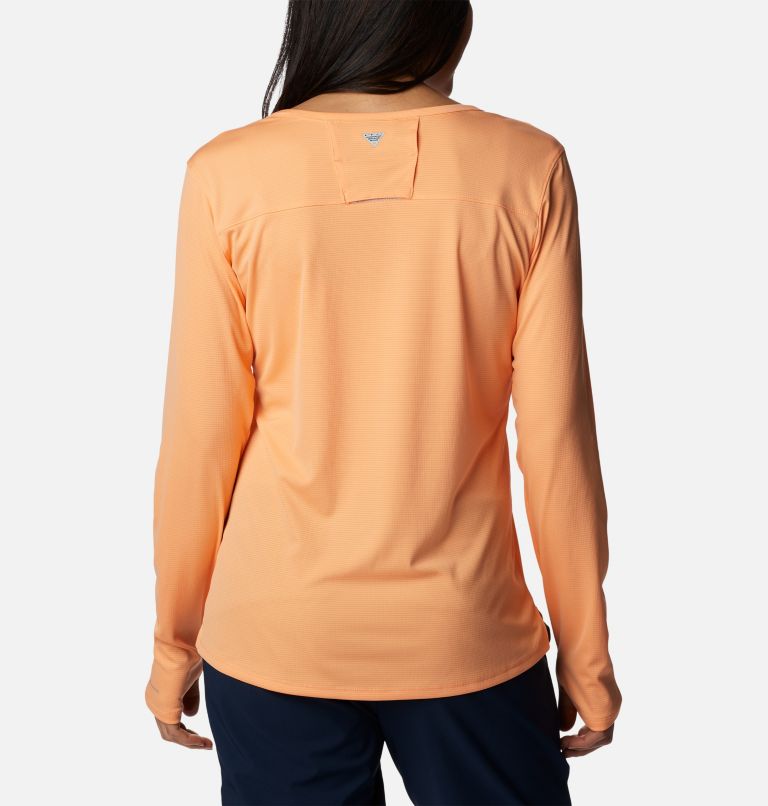 Women's PFG Skiff Guide Knit Long Sleeve Shirt, Color: Bright Nectar, image 2