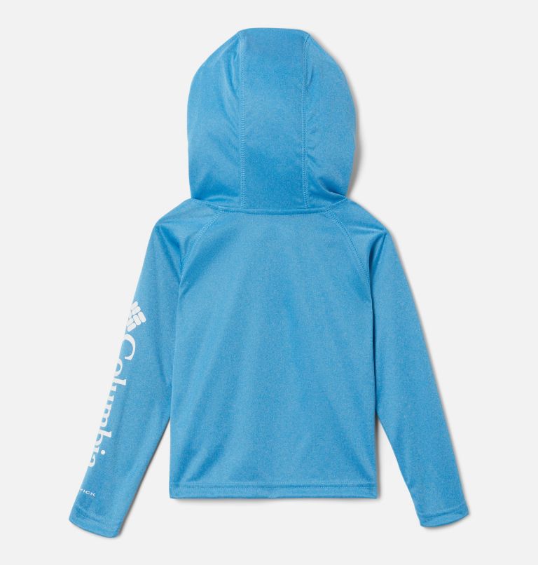 Thumbnail: Boys' Toddler PFG Terminal Tackle Heather Hoodie, Color: Compass Blue Heather, White Logo, image 2