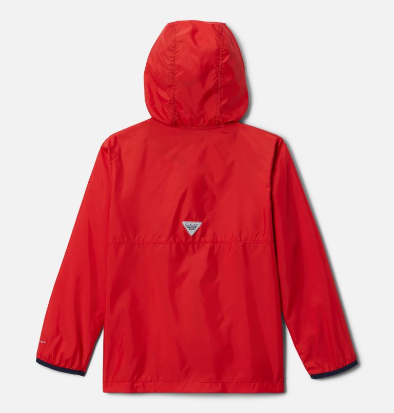 Boys' PFG Terminal Spray Jacket, Color: Red Spark, Collegiate Navy, image 2