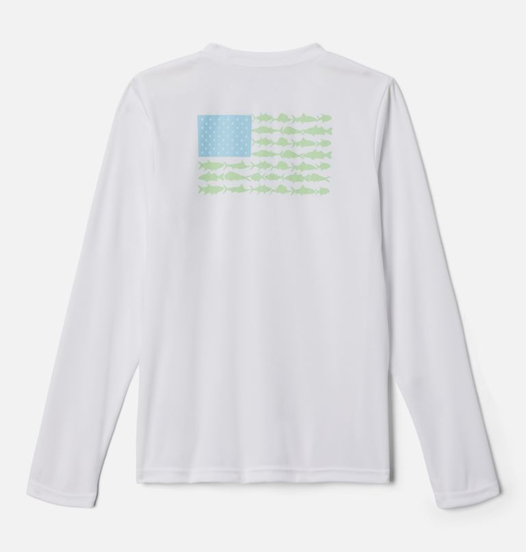 Boys' PFG Terminal Tackle Fish Flag Long Sleeve Shirt, Color: White, Key West, image 2