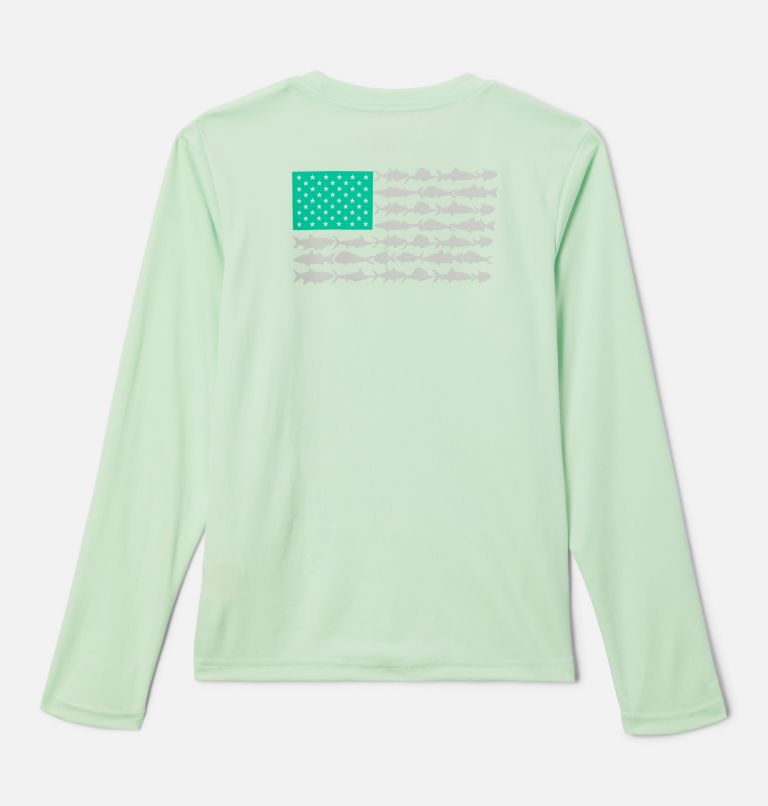 Boys' PFG Terminal Tackle Fish Flag Long Sleeve Shirt, Color: Key West, Cool Grey, image 2