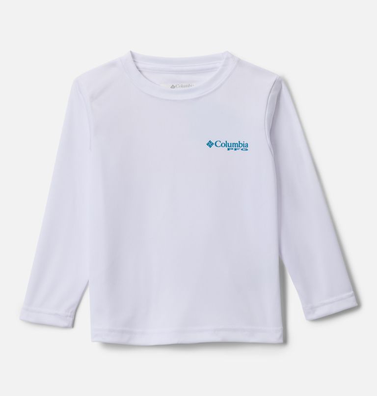 Boys' Toddler PFG Terminal Tackle Fish Flag Long Sleeve Shirt, Color: White, Blue Echo Fish Flag, image 2