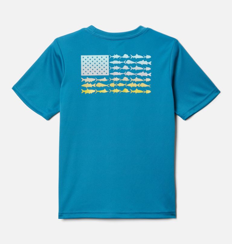 Boys' PFG Terminal Tackle Fish Flag T-Shirt, Color: Deep Marine, Gulf Stream Gradient, image 2