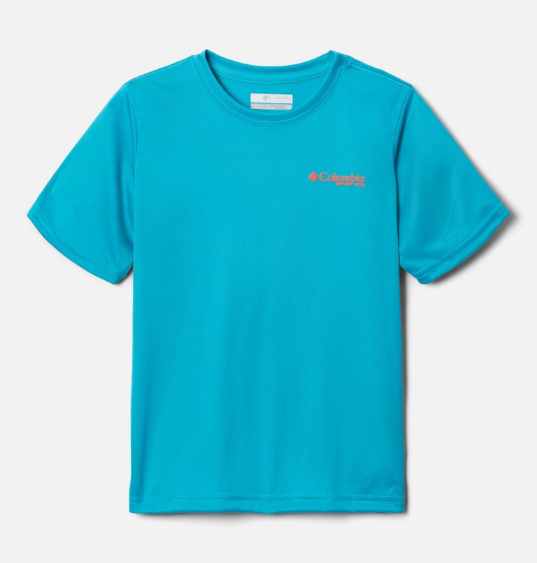 Boys' PFG Terminal Tackle Fish Flag T-Shirt, Color: Ocean Teal, Fish Star Marlin Graphic, image 1