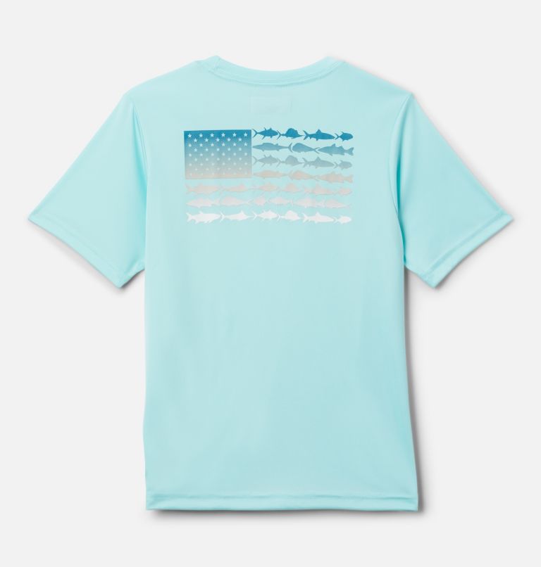 Boys' PFG Terminal Tackle Fish Flag T-Shirt, Color: Gulf Stream, Deep Marine Gradient, image 2