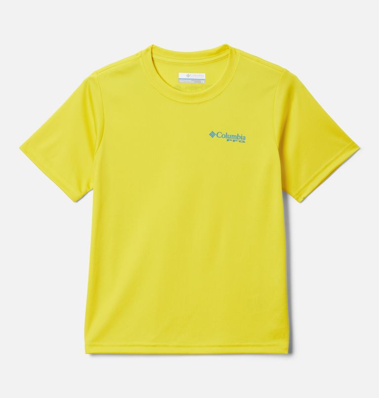 Boys' PFG Terminal Tackle Fish Flag T-Shirt, Color: Laser Lemon, Deep Marine Gradient, image 1