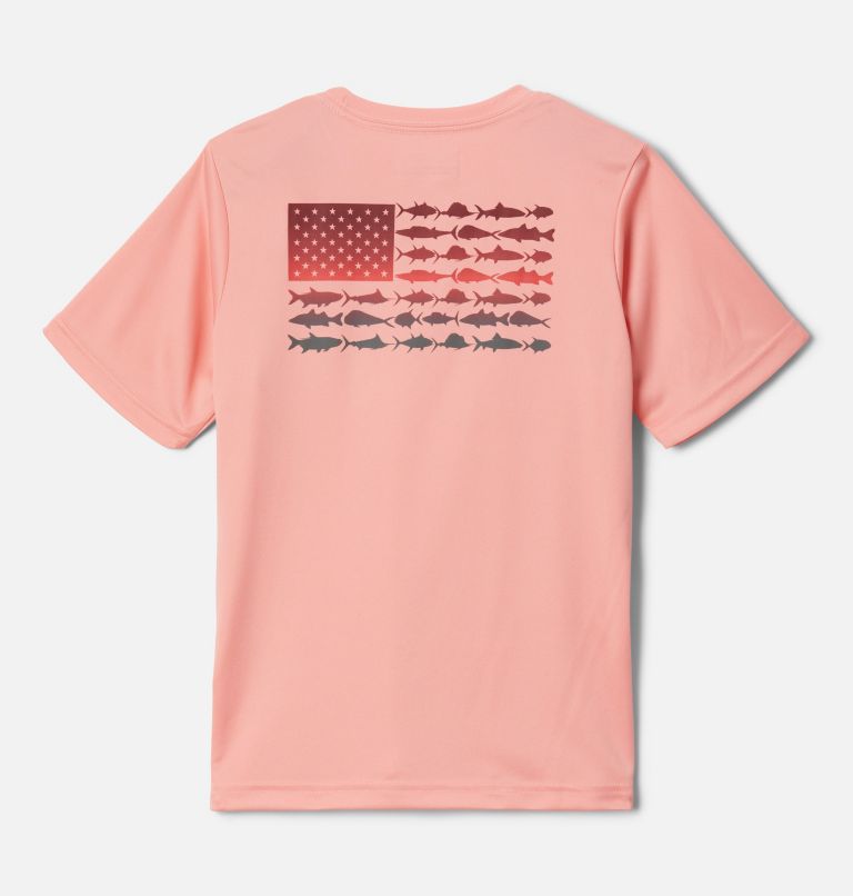 Boys' PFG Terminal Tackle Fish Flag T-Shirt, Color: Sorbet, Red Jasper Gradient