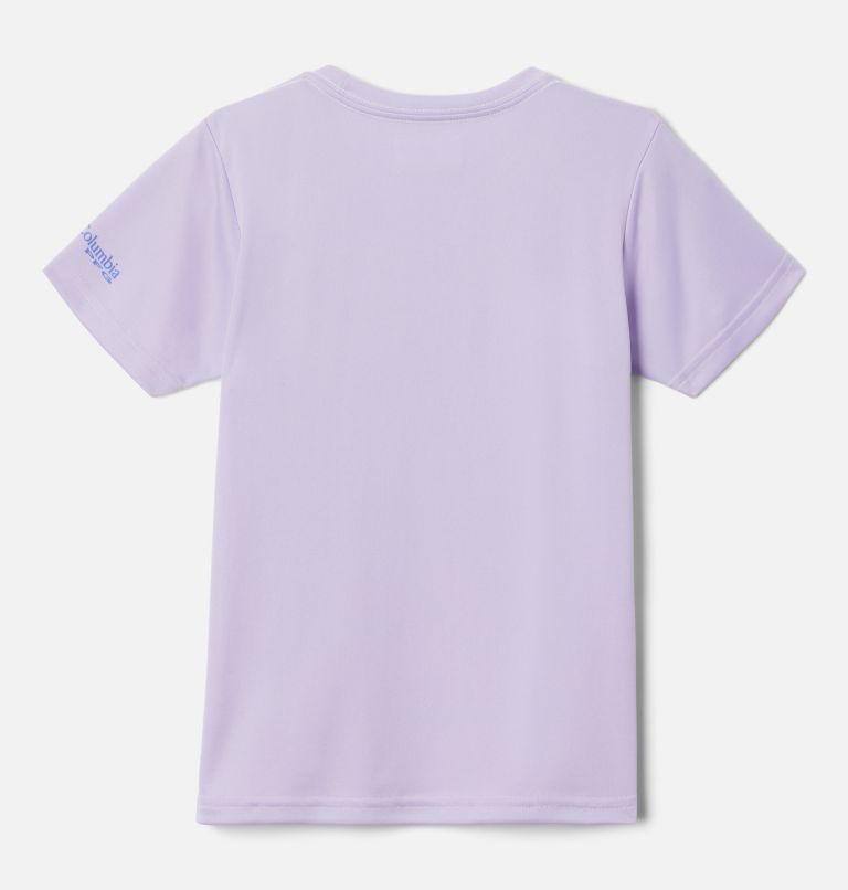 Thumbnail: Girls' PFG Tidal Tee Heart Short Sleeve Shirt, Color: Soft Violet, Fish Friends Flag Graphic, image 2