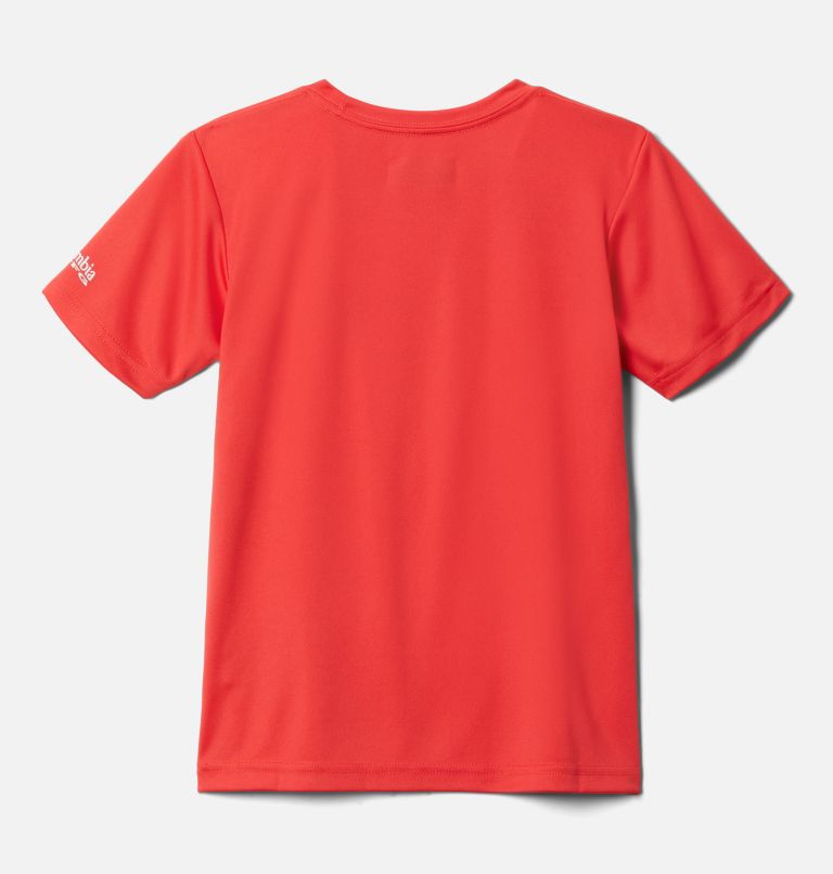 Girls' PFG Tidal Tee Heart Short Sleeve Shirt, Color: Red Hibiscus, White