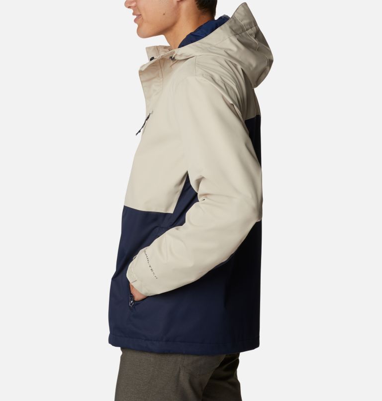 Thumbnail: Men's Hikebound Rain Jacket - Tall, Color: Ancient Fossil, Collegiate Navy, image 3