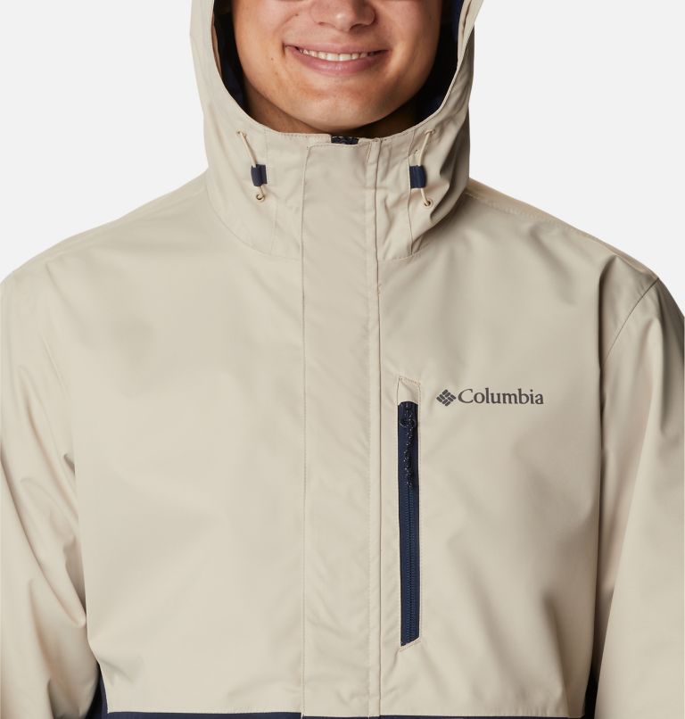 Thumbnail: Men's Hikebound Rain Jacket - Tall, Color: Ancient Fossil, Collegiate Navy, image 4