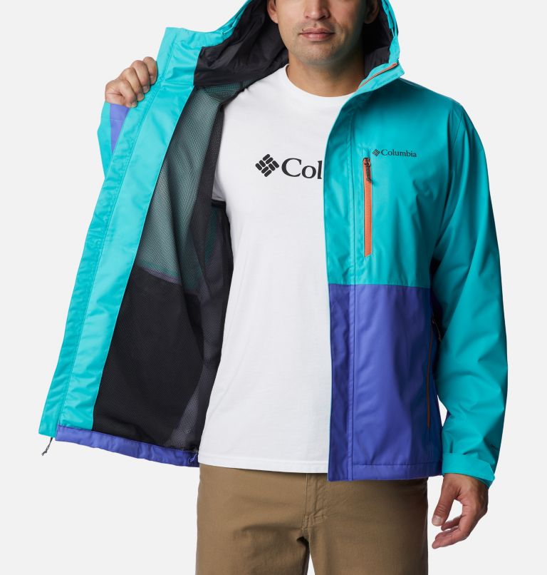 Thumbnail: Men's Hikebound Rain Jacket, Color: Bright Aqua, Purple Lotus, Desert Orange, image 5