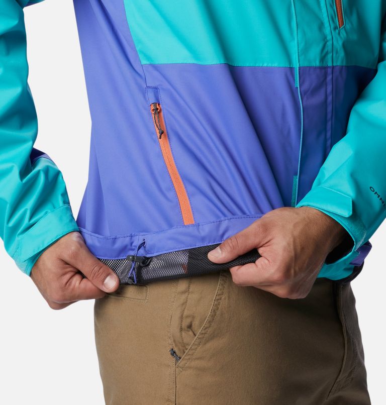 Thumbnail: Men's Hikebound Rain Jacket - Tall, Color: Bright Aqua, Purple Lotus, Desert Orange, image 6