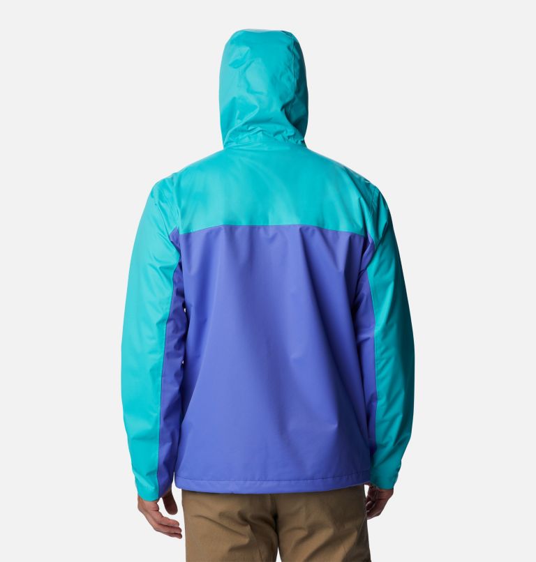 Thumbnail: Men's Hikebound Rain Jacket - Tall, Color: Bright Aqua, Purple Lotus, Desert Orange, image 2