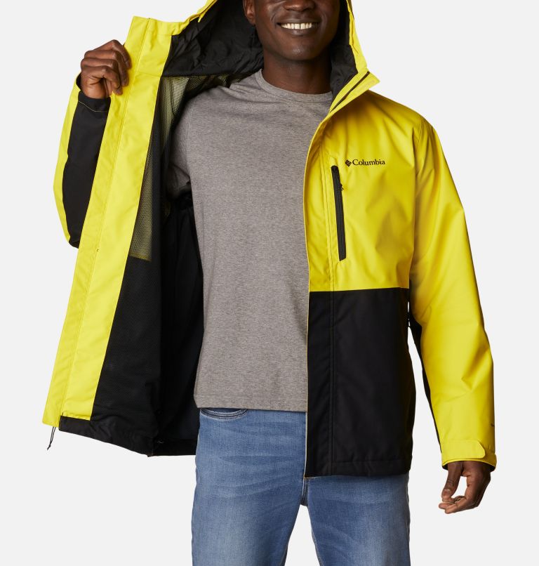 Men's Hikebound Rain Jacket, Color: Laser Lemon, Black, image 5