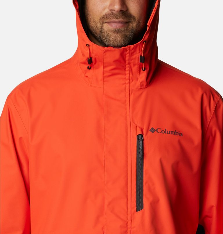 Men's Hikebound Rain Jacket, Color: Red Quartz, Shark