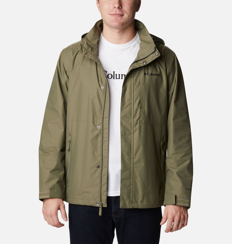 Men's Cloud Crest Rain Jacket, Color: Stone Green