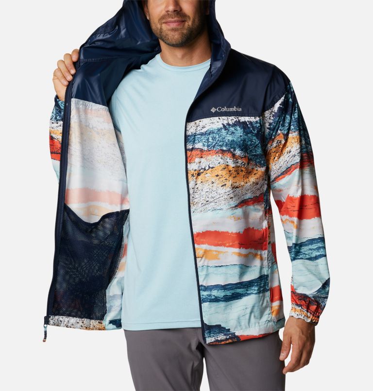 Men's Flash Challenger Novelty Windbreaker Jacket, Color: Icy Morn Hyper Nature Print