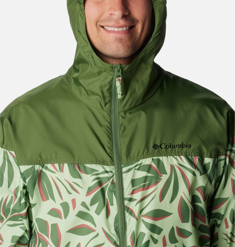 Men's Flash Challenger Novelty Windbreaker Jacket, Color: Sage Leaf Areca Print, Canteen, image 4