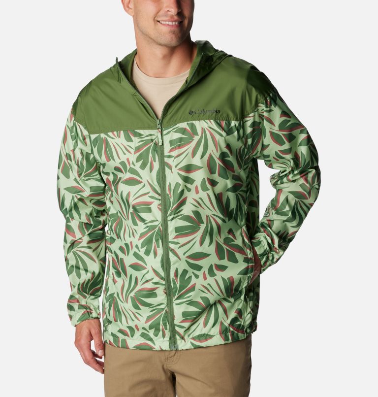 Men's Flash Challenger Novelty Windbreaker Jacket, Color: Sage Leaf Areca Print, Canteen, image 1