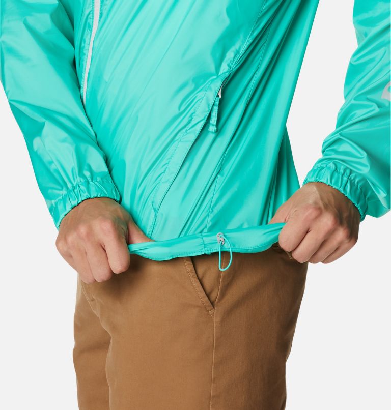 Men's Flash Challenger Novelty Windbreaker Jacket, Color: Electric Turquoise, Deep Marine