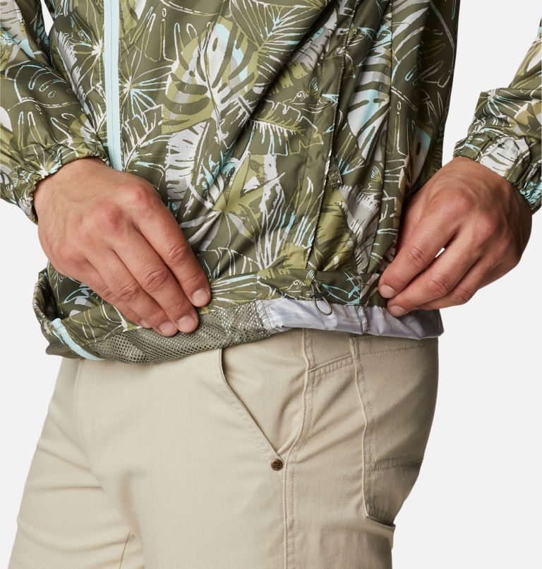 Men's Flash Challenger Novelty Windbreaker Jacket, Color: Stone Green King Palms Multi Print