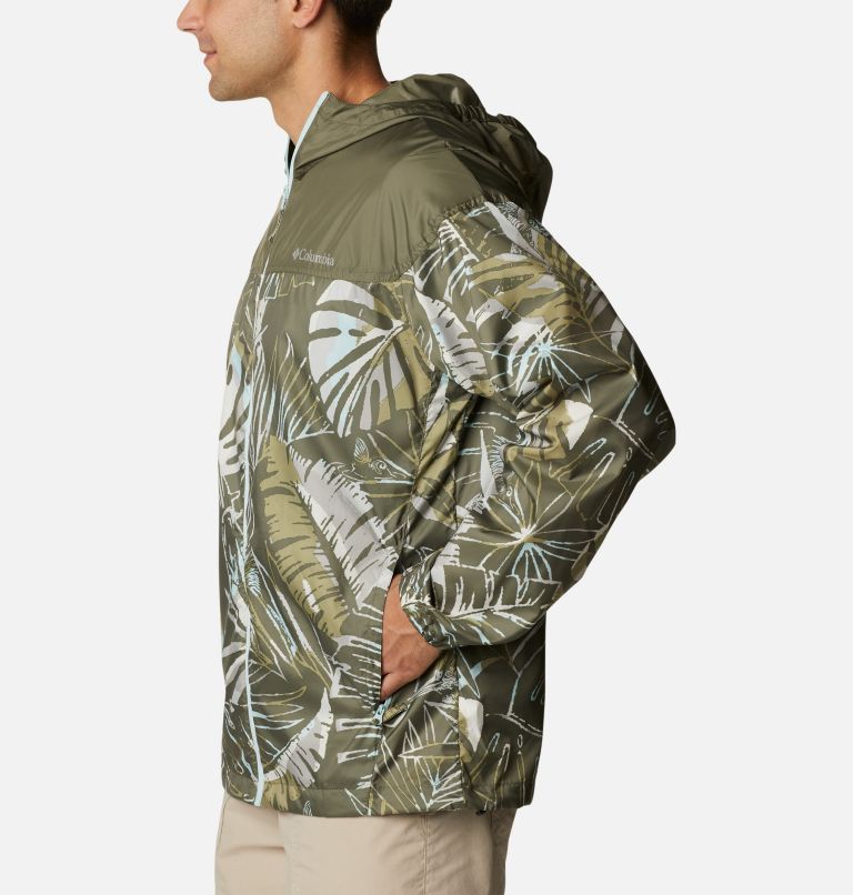 Flash Challenger Novelty Windbreaker, Color: Stone Green King Palms Multi Print, image 3
