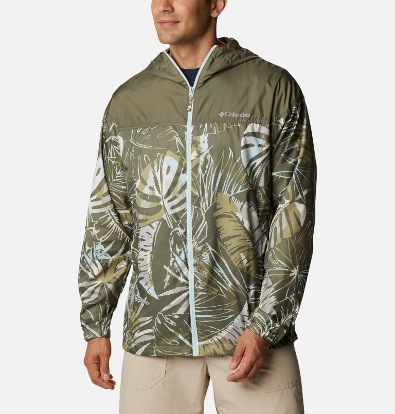 Flash Challenger Novelty Windbreaker, Color: Stone Green King Palms Multi Print, image 1