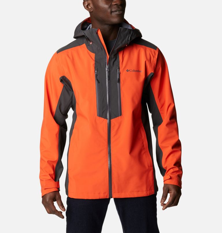 Men’s Peak Creek Waterproof Shell Walking Jacket, Color: Red Quartz, Shark, image 1
