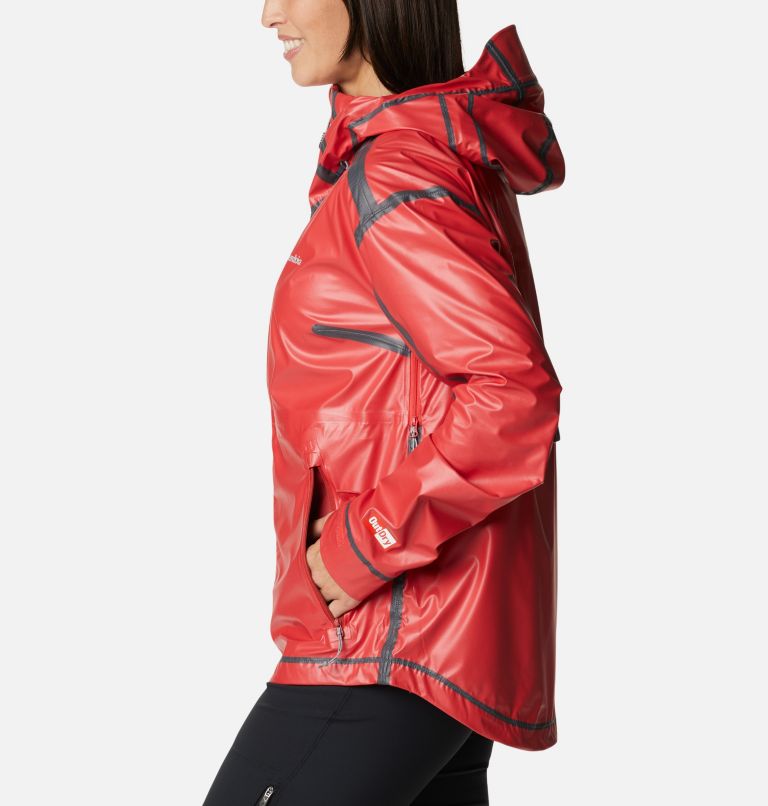 Thumbnail: Women’s Wildrain Waterproof Shell Jacket, Color: Red Hibiscus, image 3