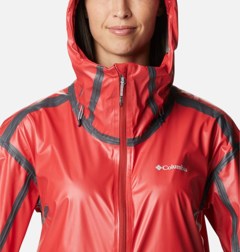 Thumbnail: Women’s Wildrain Waterproof Shell Jacket, Color: Red Hibiscus, image 4