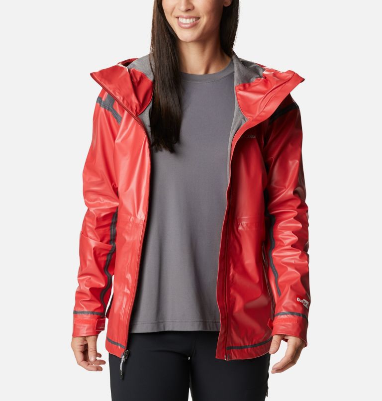 Thumbnail: Women’s Wildrain Waterproof Shell Jacket, Color: Red Hibiscus, image 8