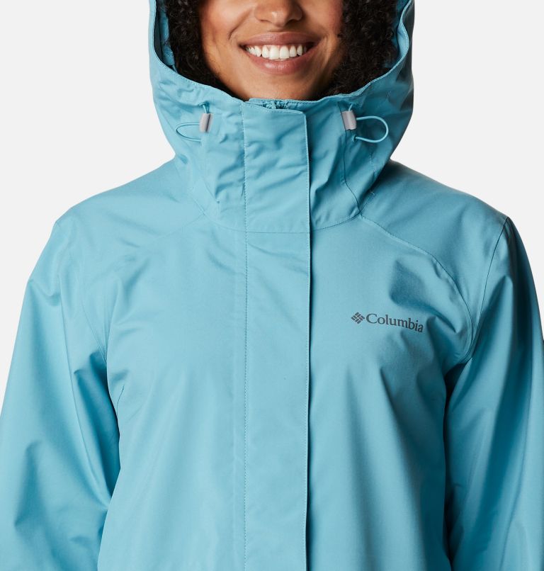 Women's Earth Explorer Rain Shell, Color: Sea Wave, image 4