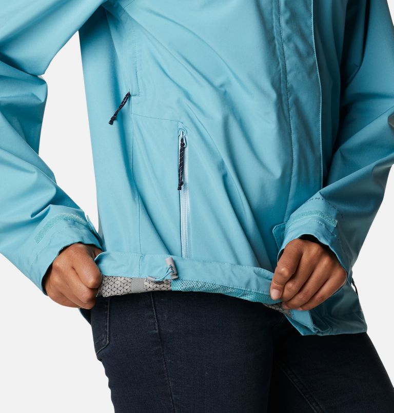 Women's Earth Explorer Rain Shell, Color: Sea Wave, image 6