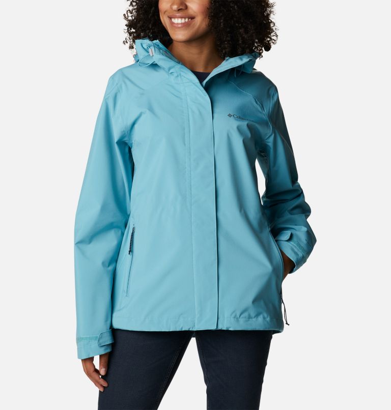 Women's Earth Explorer Rain Shell, Color: Sea Wave, image 1