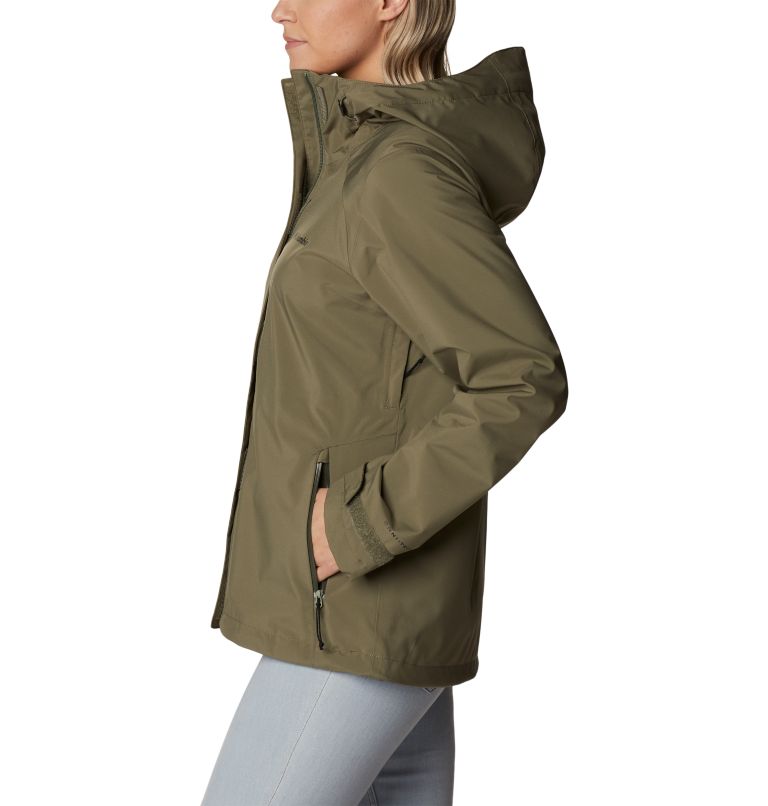 Women's Earth Explorer Rain Shell, Color: Stone Green, image 3
